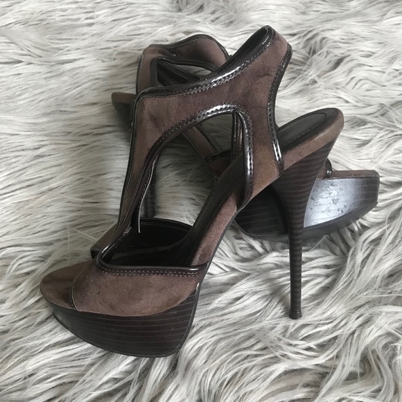 Shoes - Brown zipper stiletto heels